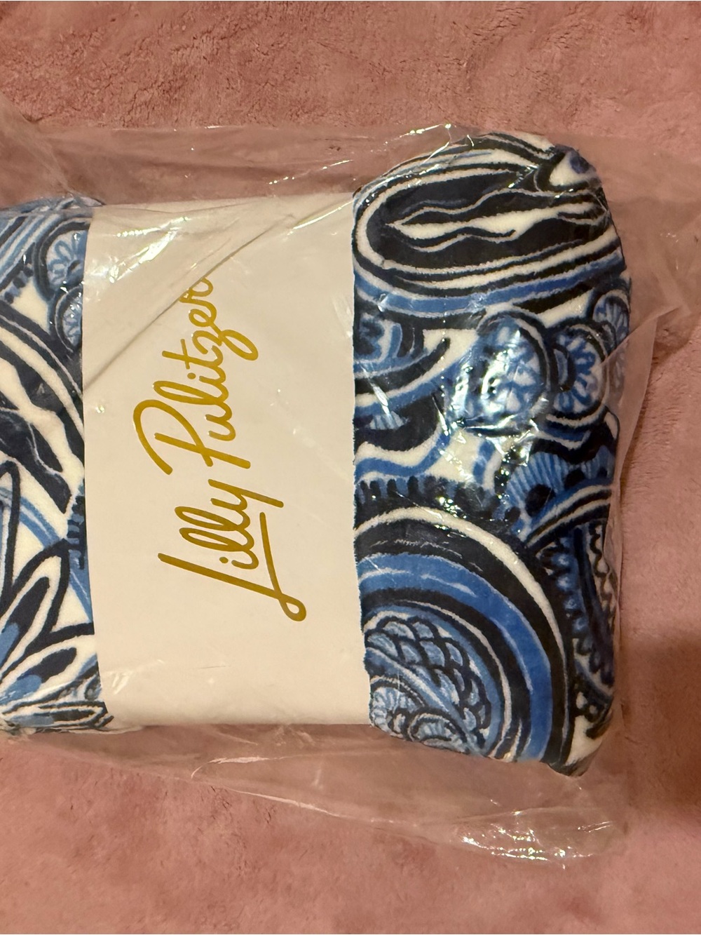 Lilly Pulitzer Navy and White Paisley Blanket